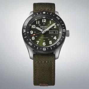orologio uomo automatico seiko 5 sports field cinturino tela verde con bussola HDB008K1