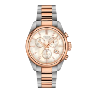 orologio tissot pr100 crono 36 mm acciaio bicolore oro rosa e madreperla bianca t150.217.22.111.00