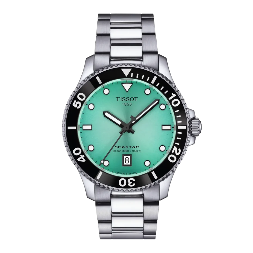 orologio uomo ragazzo tissot seastar 1000 quarzo 40 mm quadrante turchese t120.410.11.091.00