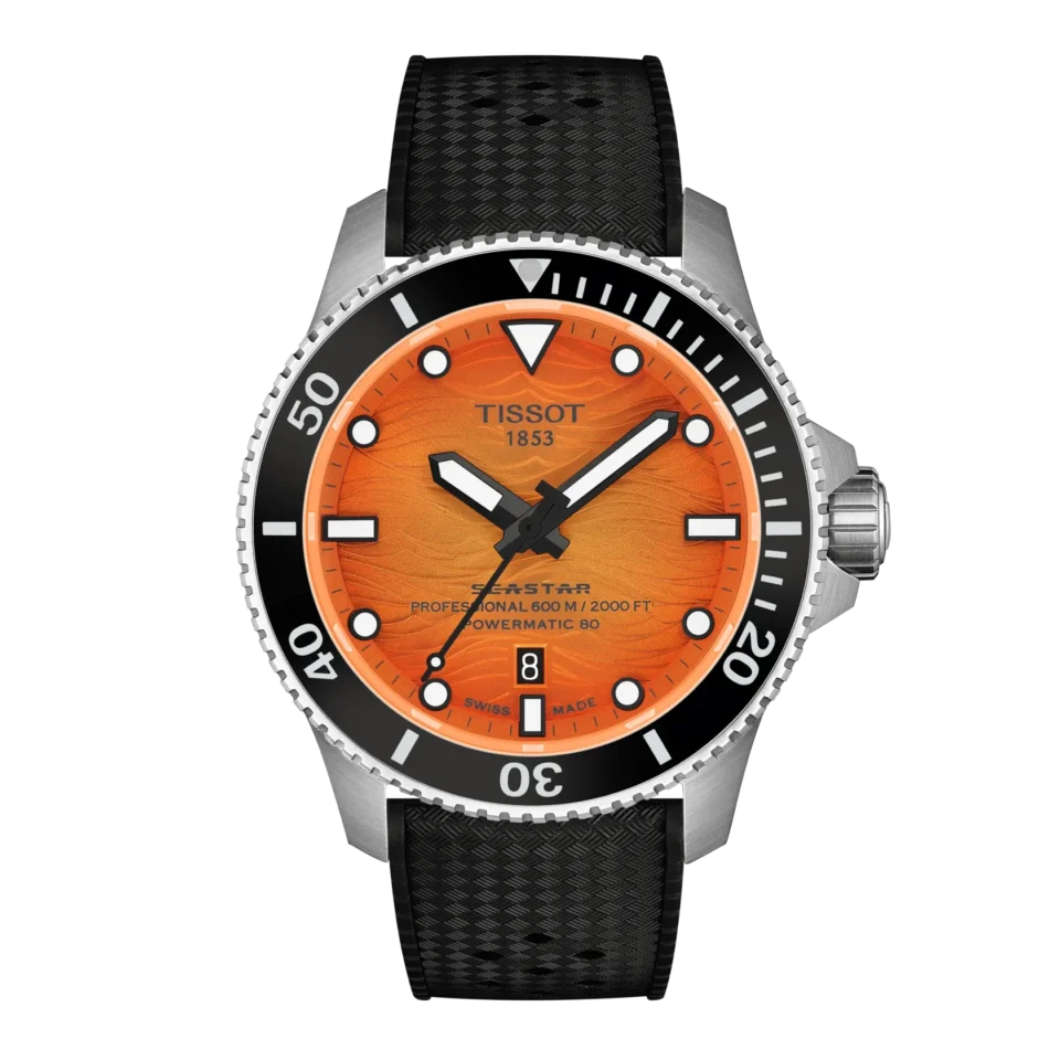 orologio uomo automatico tissot seastar 2000 subacqueo professionale 44mm quadrante arancione T120.907.17.281.00