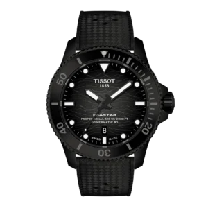 orologio uomo automatico tissot seastar 2000 44mm PVD nero e cinturino gomma T120.907.37.051.00