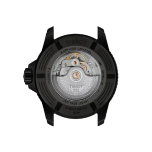 vista movomento orologio uomo automatico tissot seastar 2000 44mm PVD nero e cinturino gomma T120.907.37.051.00