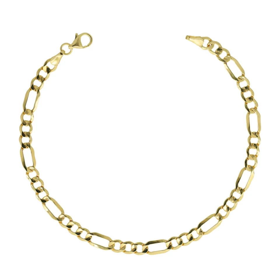 bracciale uomo maglia figaro 3+1 alternato in oro giallo 375 9kt di baravelli gold