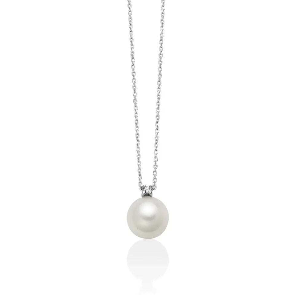 collana miluna ciondolo punto luce con perla e diamante in oro bianco 375 pcl6531x