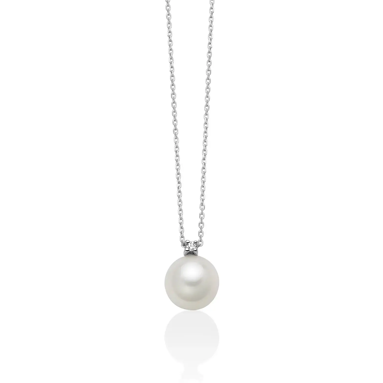 collana miluna ciondolo punto luce con perla e diamante in oro bianco 375 pcl6531x