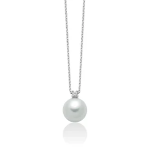 collana miluna ciondolo punto luce con perla e diamante in oro bianco 375 pcl6571x