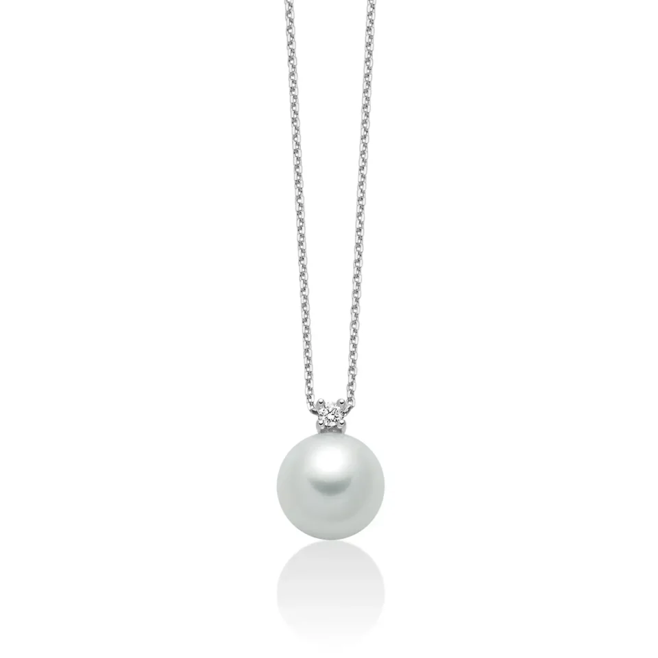 collana miluna ciondolo punto luce con perla e diamante in oro bianco 375 pcl6571x