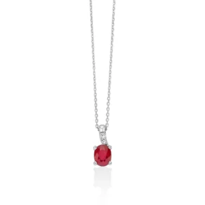 collana miluna oro bianco con ciondolo rubino CLD4662X