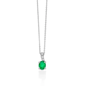 collana miluna oro bianco smeraldo e diamanti CLD4653X