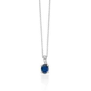 collana miluna oro bianco zaffiro blu e diamanti CLD4663X