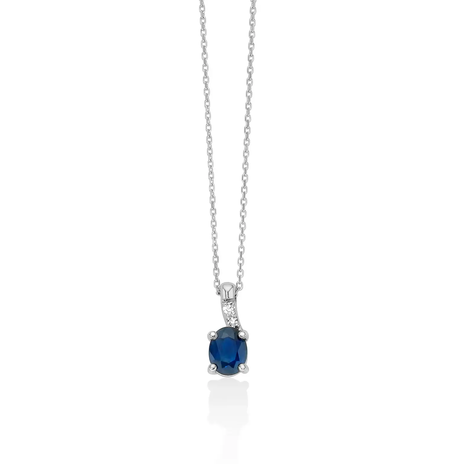 collana miluna oro bianco zaffiro blu e diamanti CLD4663X